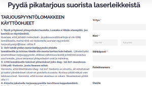 Kuvassa on ote tarjouspyyntölomakkeesta